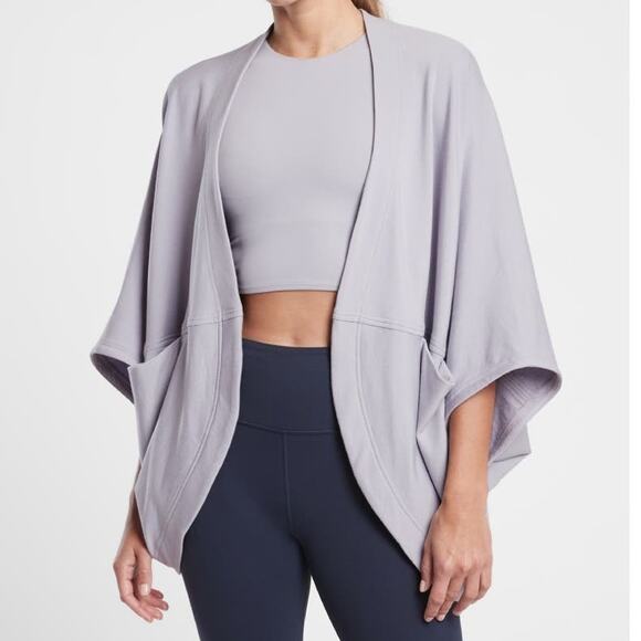 Athleta Cocoon Wrap Oversized Cardigan Womens Small Muted Lilac Open Soft Topper - Picture 1 of 11